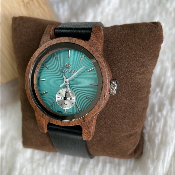 Tense Walnut Watch & Wood Box NIB Leather NWT - Picture 4 of 13